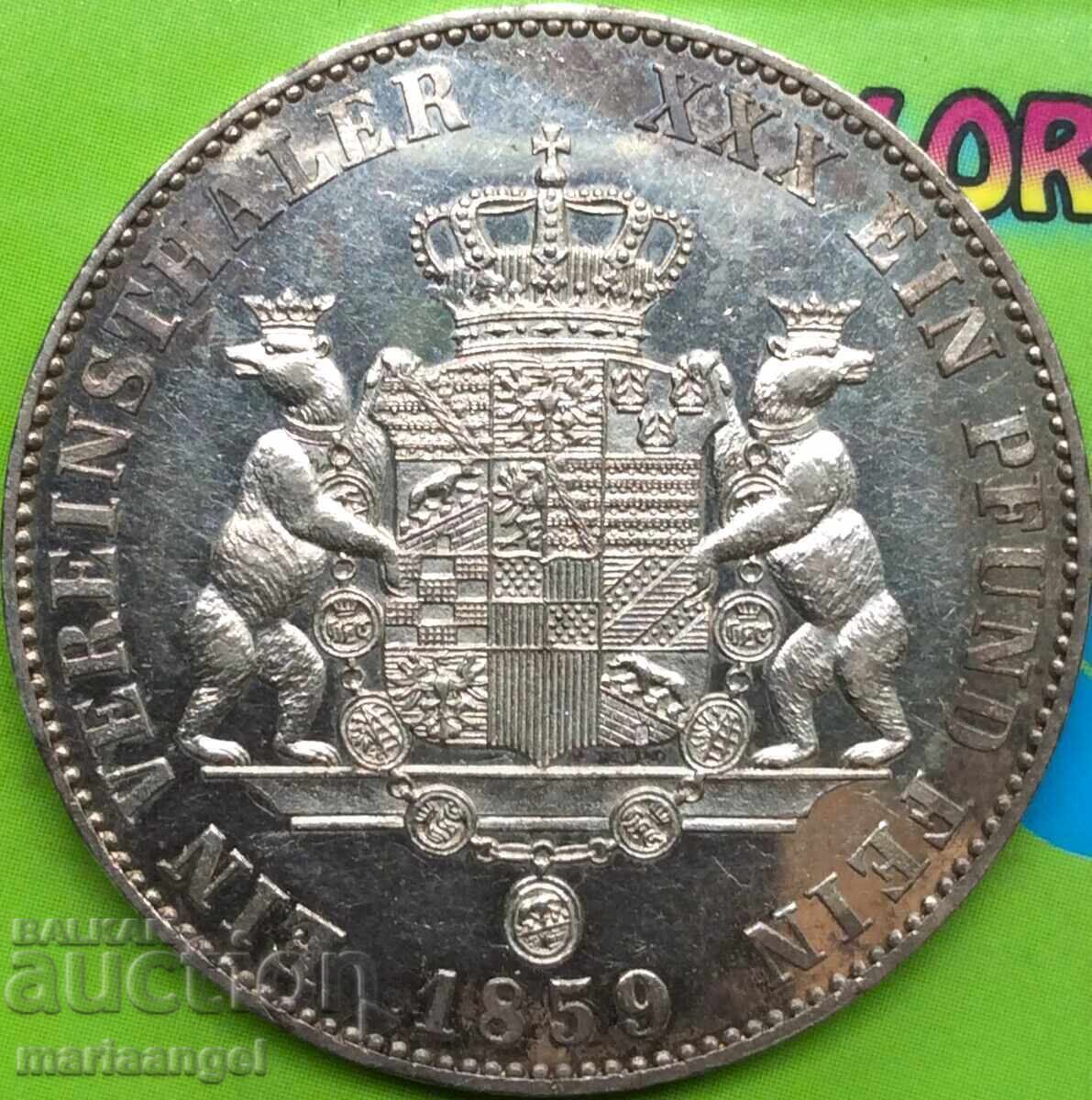 Anhalt Bernburg 1 Thaler 1859 Alexander Karl PROOF-like Ag with price 1740.00 BGN | € 889.65