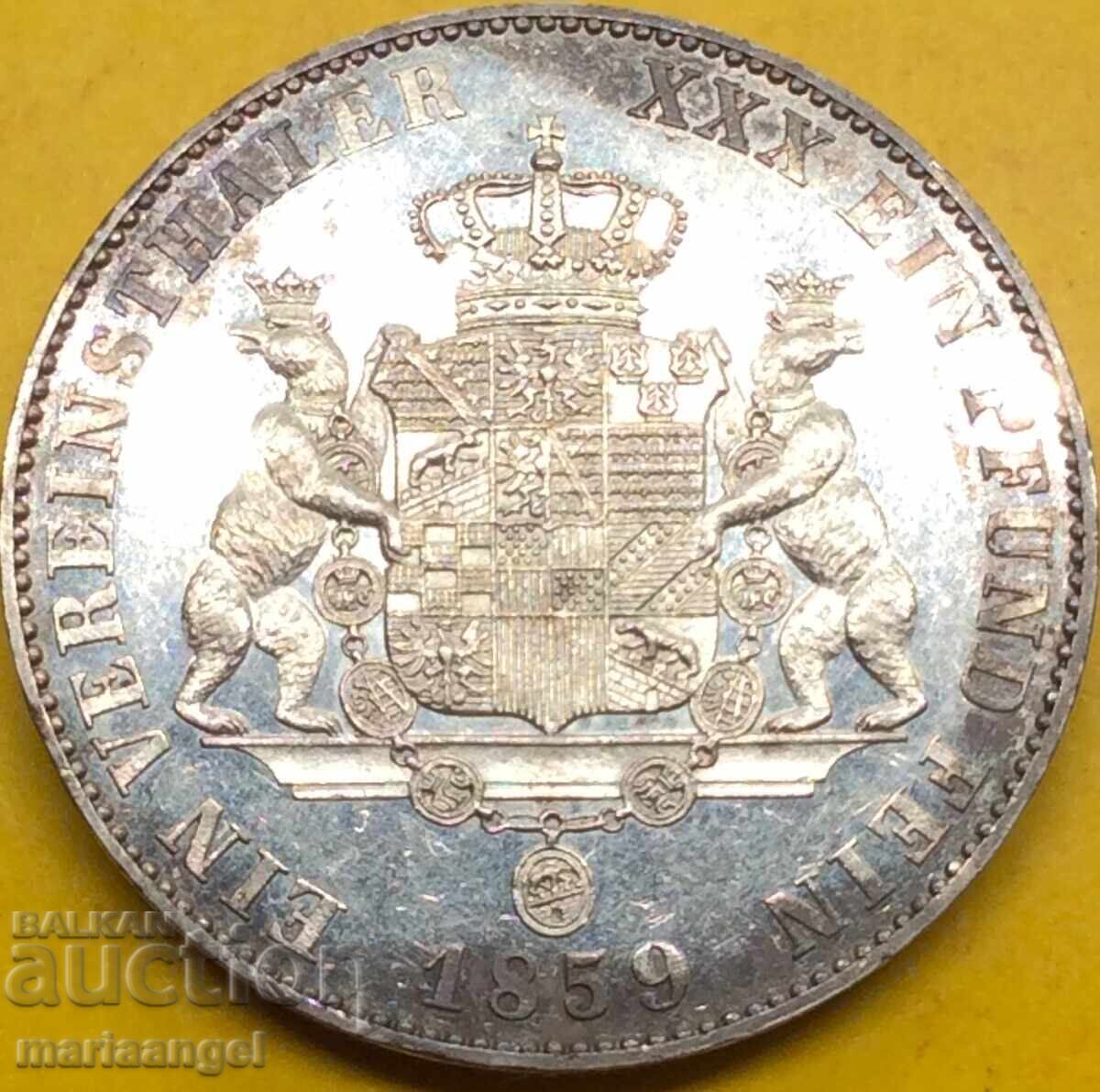Anhalt Bernburg 1 Thaler 1859 Alexander Karl PROOF-like Ag - 7