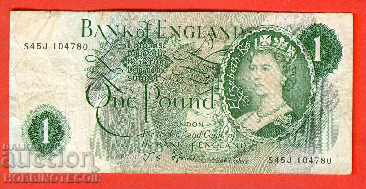 АНГЛИЯ  GRЕAND BRITAIN 1 Паунд issue 1966 1970 подпис 2 - 2