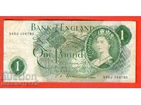 ENGLAND GREAT BRITAIN 1 Pound issue 1966 1970 signatures 2 - 2