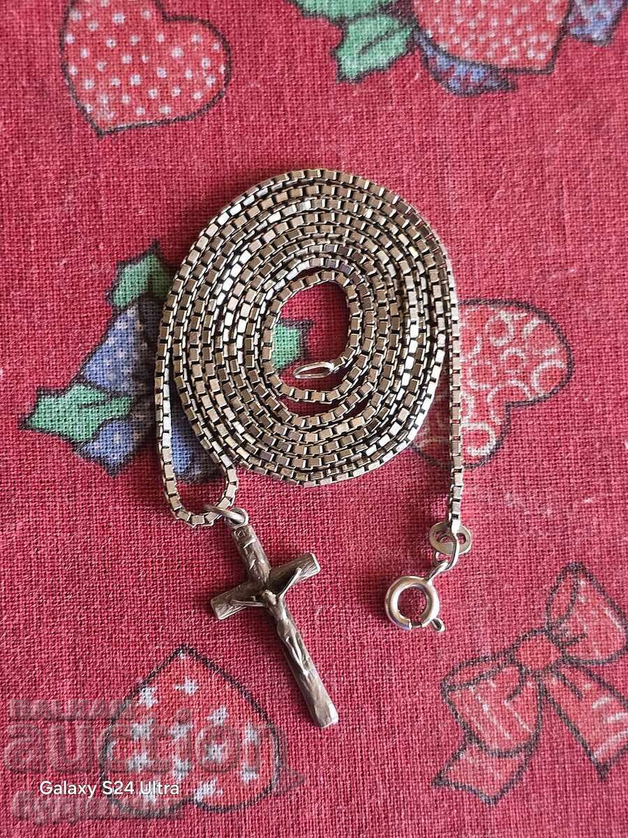 Ασημένιο Βαρύ Κολιέ με μενταγιόν. 61εκ. Βάζω πάνω από 100 Δημοπρασίες