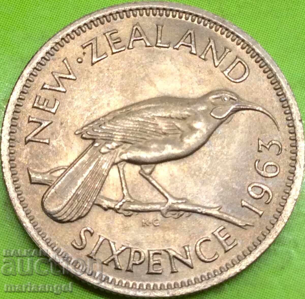 6 πένες 1963 Νέα Ζηλανδία Ελισάβετ II UNC