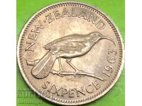 6 πένες 1963 Νέα Ζηλανδία Ελισάβετ II UNC