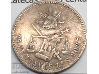 Mexic 1882 25 centavos Tzacatecas 6,67g argint