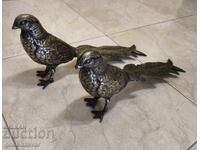 Αντίκα ζεύγος ορειχάλκινων φασιανών από τα μέσα του αιώνα, αρτ ντεκό!