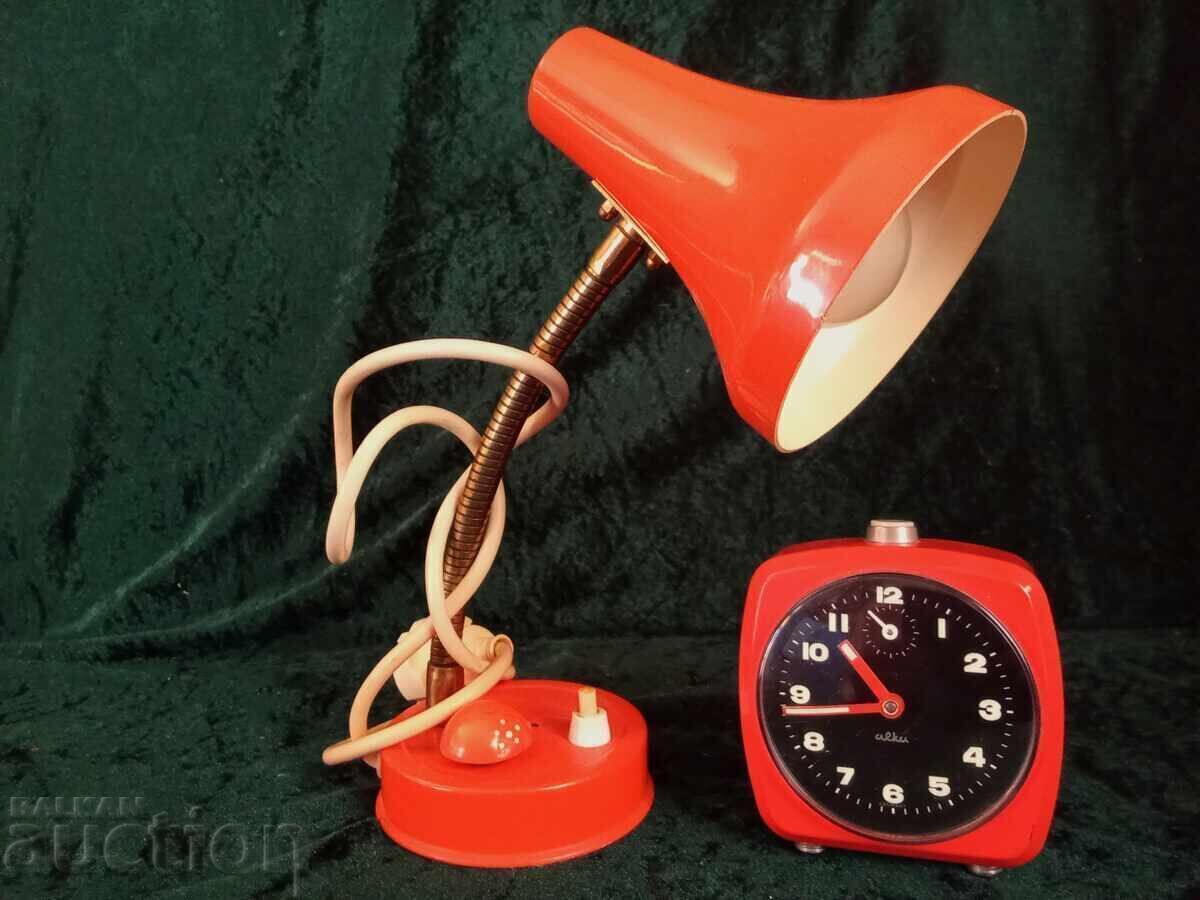 Auction  Vintage lamp and alarm clock from the 70s