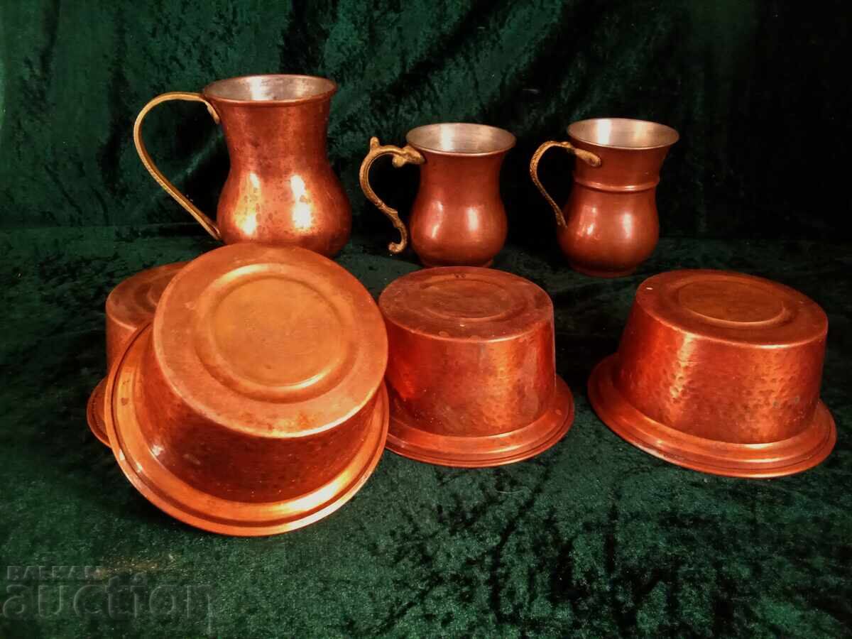 Χάλκινα φλιτζάνια και μπολ ψησίματος