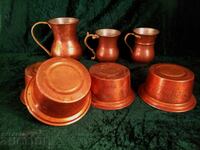 Χάλκινα φλιτζάνια και μπολ ψησίματος