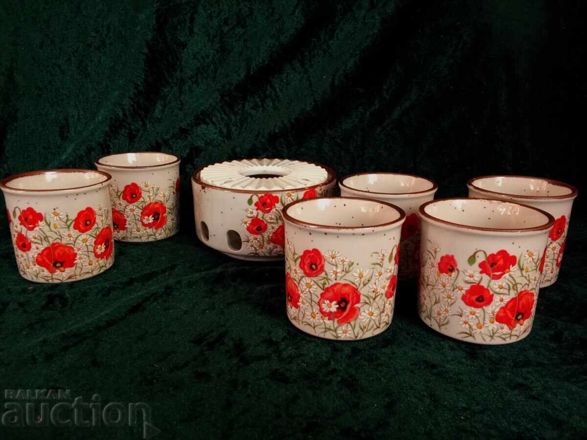 Auction  Japanese ceramic set for fondue or sake