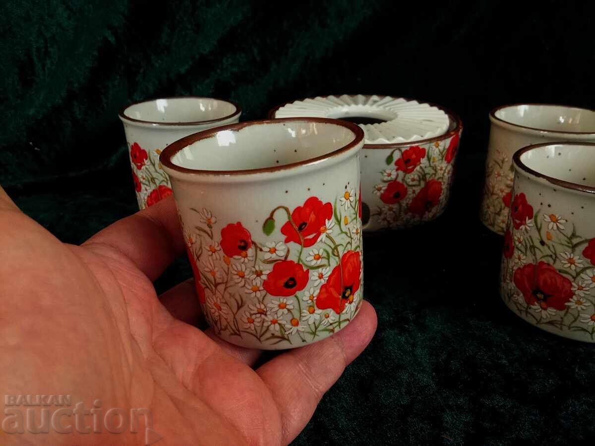 Japanese ceramic set for fondue or sake - 5