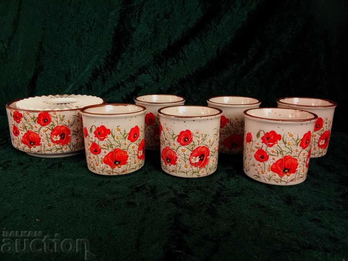 Japanese ceramic set for fondue or sake - 7