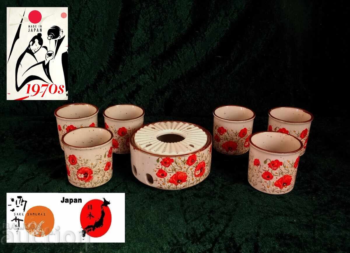 Japanese ceramic set for fondue or sake