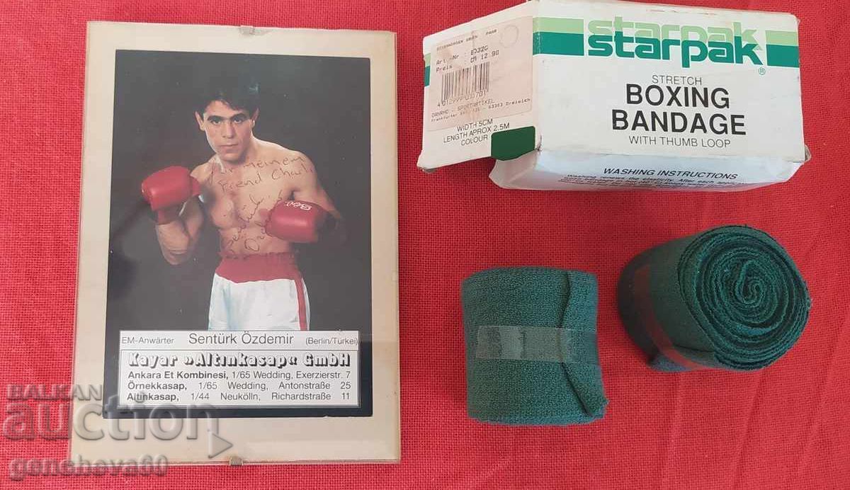 Autograf de la Sentyurk Ozdemir și bandaj de box vechi cu buclă