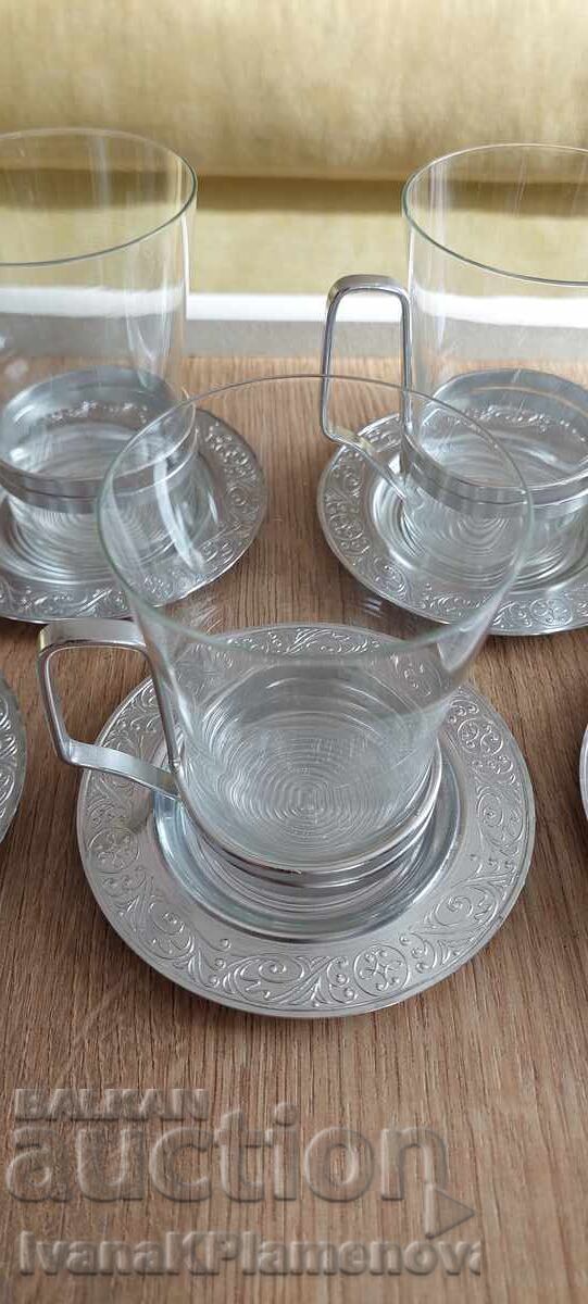 Auction  Service of 6 cups with saucers and coasters for connoisseurs