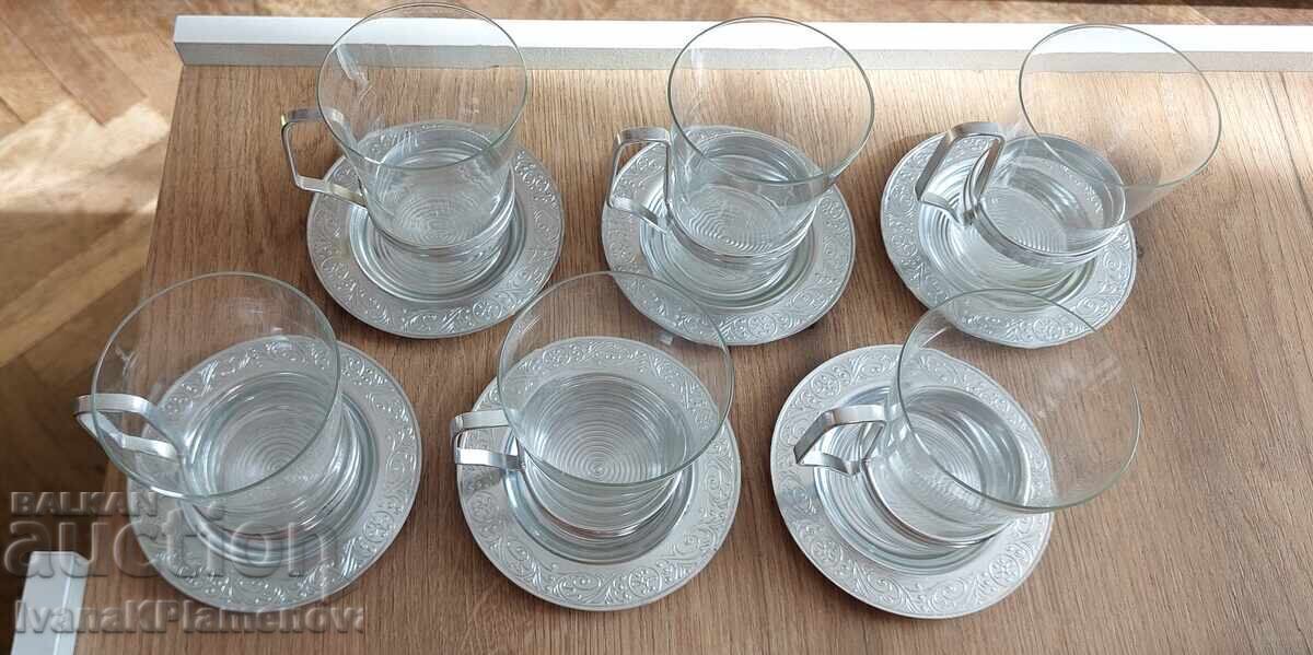 Delivery of Service of 6 cups with saucers and coasters for connoisseurs