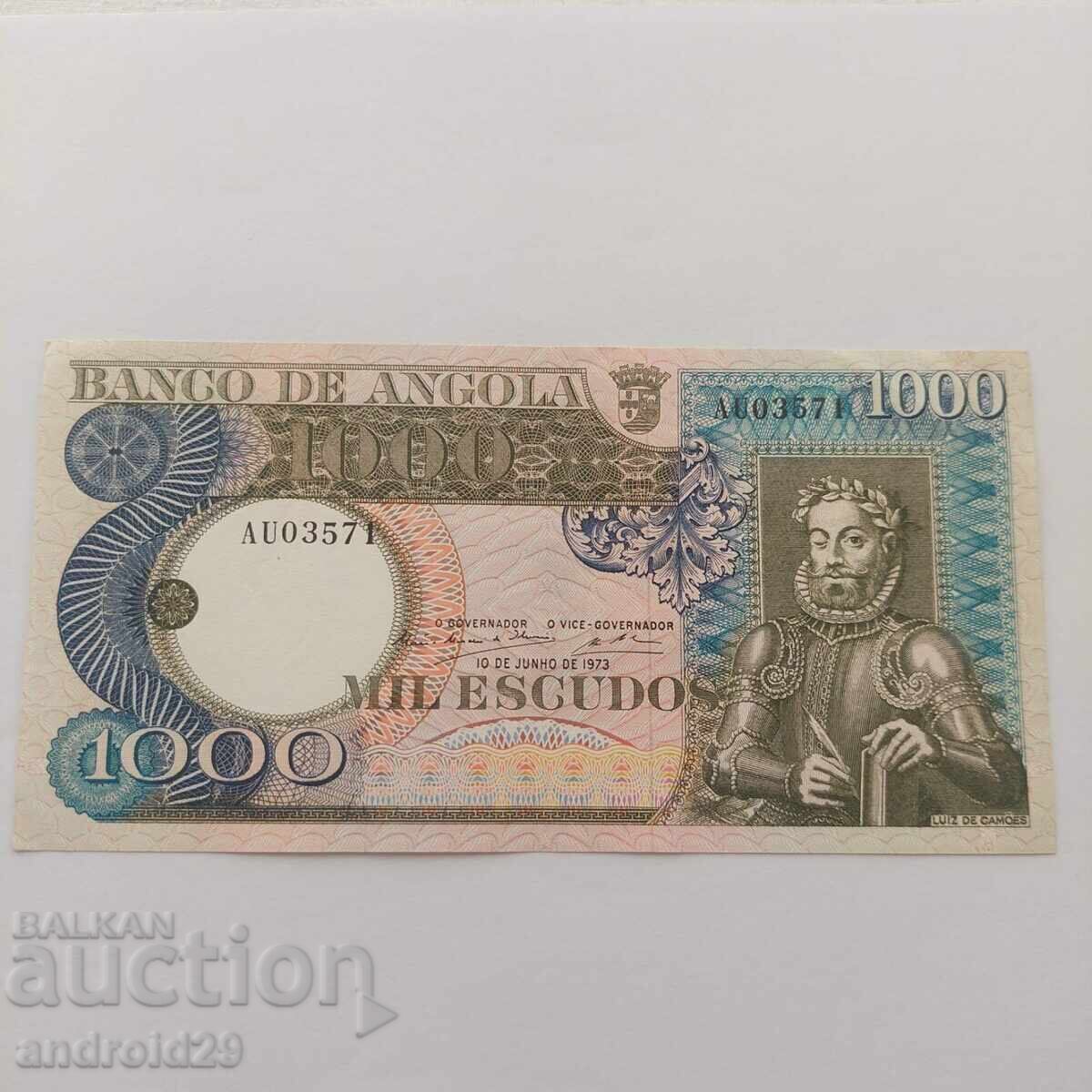 1000 Eskudo 1973 Angola „Luís de Camões“-/AU/ 1000 Eskudo 1973 Angola „Luís de Camões“-/AU/