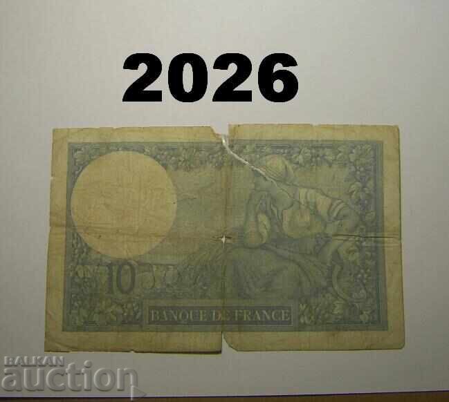 Скъсана Франция 10 франка 1917 с цена 4.00 лв. | € 2.05