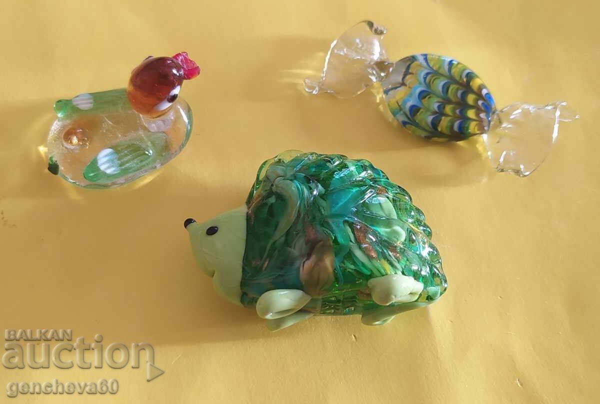 Murano hedgehog and other figurines