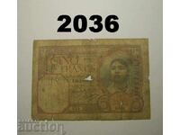 Tunisia Algeria 5 Francs 1939