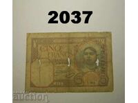 Tunisia Algeria 5 franci 1933