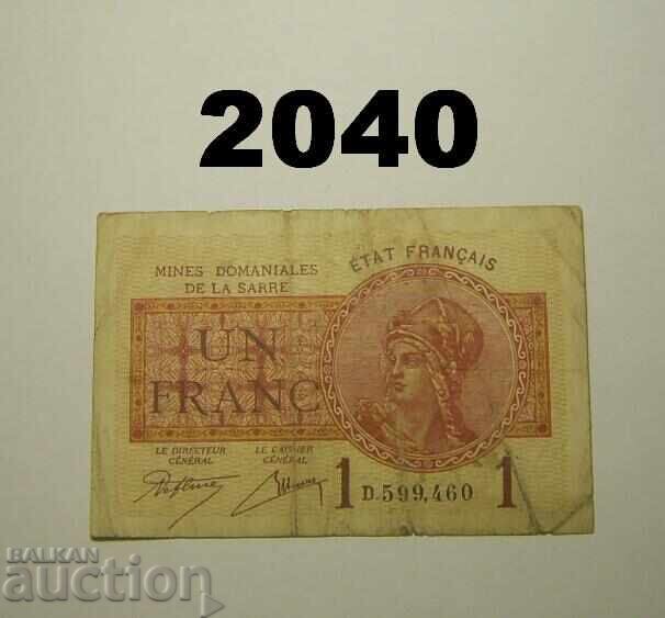 Mines Domaniales de la Sarre 1 franc 1919 Mines Domaniales de la Sarre 1 franc 1919