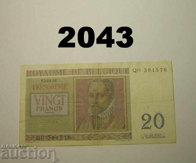 Белгия 20 франка 1956