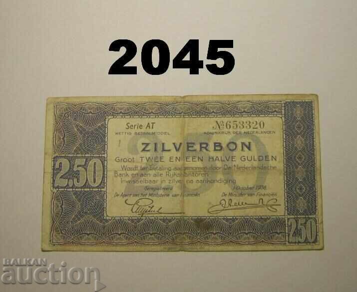 Olanda Zilverbon 2.50 gulden 1938 Olanda Zilverbon 2.50 gulden 1938
