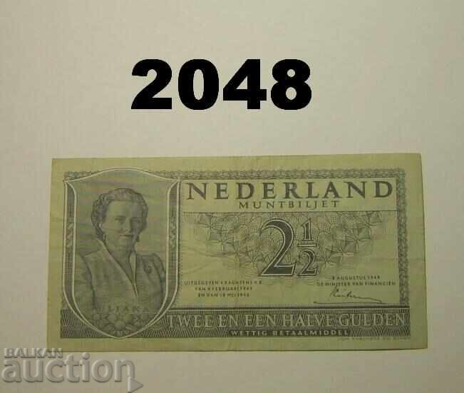 Netherlands 2 1/2 Gulden 1949