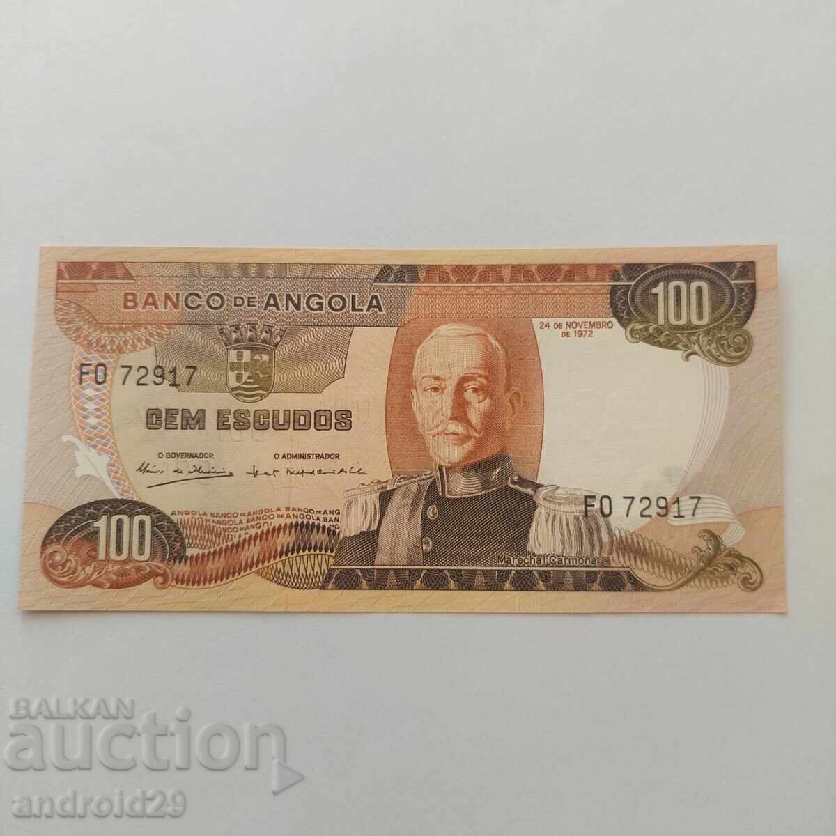 100 Ескудос 1972 Ангола „Marechal Carmona“- UNC