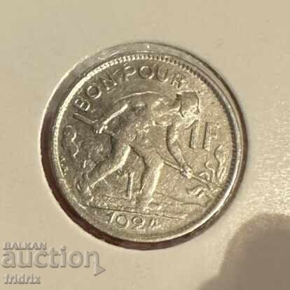 Luxembourg 1 franc 1924 with price 16.00 BGN | € 8.18