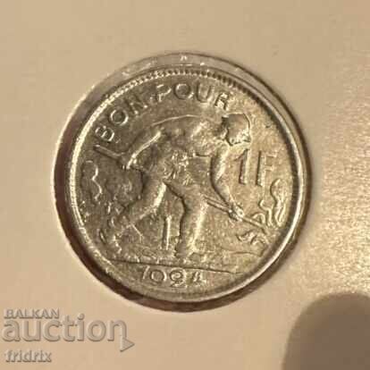 Delivery of Luxembourg 1 franc 1924