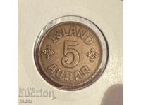 Islanda 5 aurar / Iceland 5 eyrir 1942