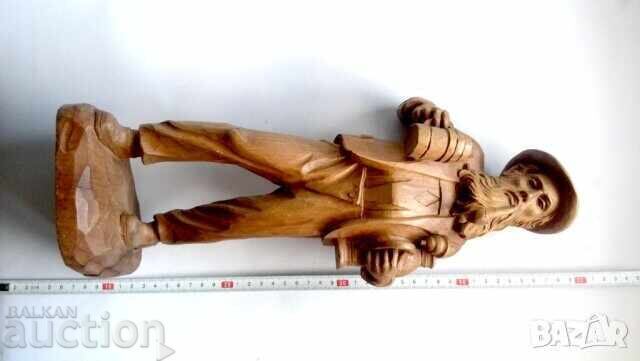 Old large wooden figure of a hunter with a pipe and a beer mug - 5