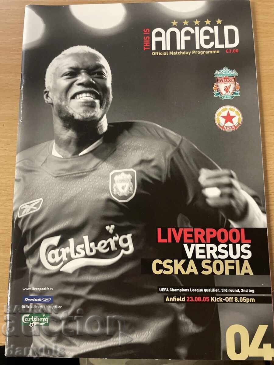 Program de fotbal - Liverpool - CSKA 2005