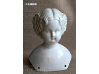 Cap vechi de păpușă din porțelan 1850-1910