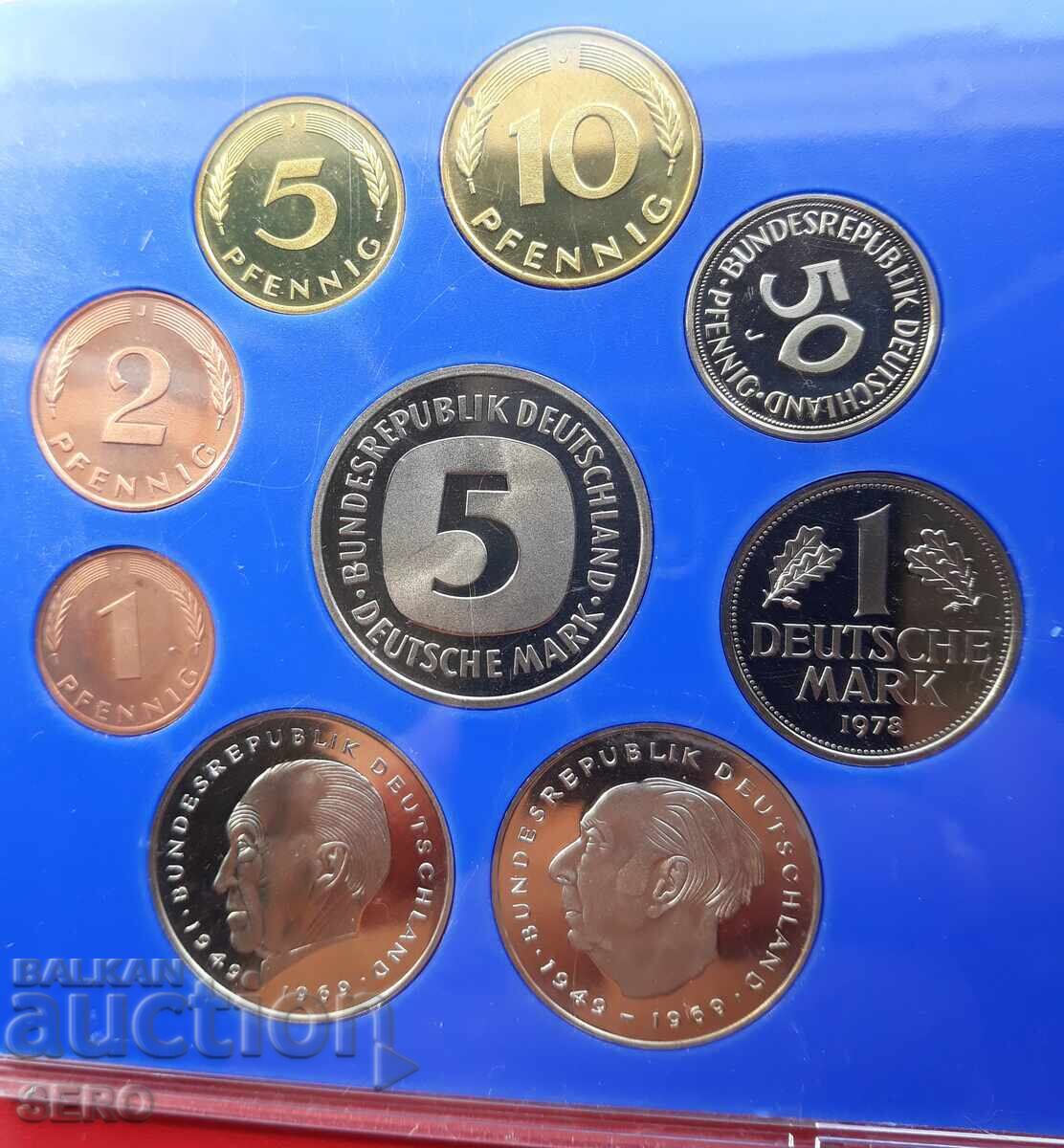 Germany - SET 1978 J-Hamburg of 9 coins - matte-proof with price 31.00 BGN | € 15.85