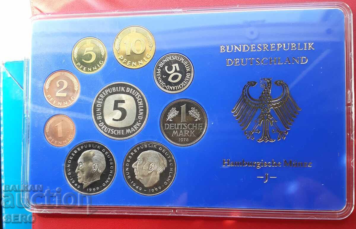 Germany - SET 1978 J-Hamburg of 9 coins - matte-proof