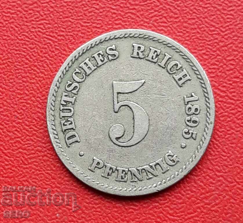 Германия-5 пфенига 1895 Е-Мулденхютен-рядка Германия-5 пфенига 1895 Е-Мулденхютен-рядка