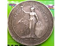 1 dolar comercial 1911 Marea Britanie Hong Kong Argint