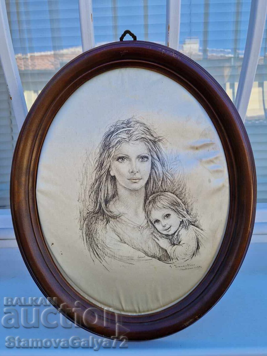 Υπέροχος αντίκα ιταλικός πίνακας σε μετάξι με τιμή 99.00 BGN | € 50.62