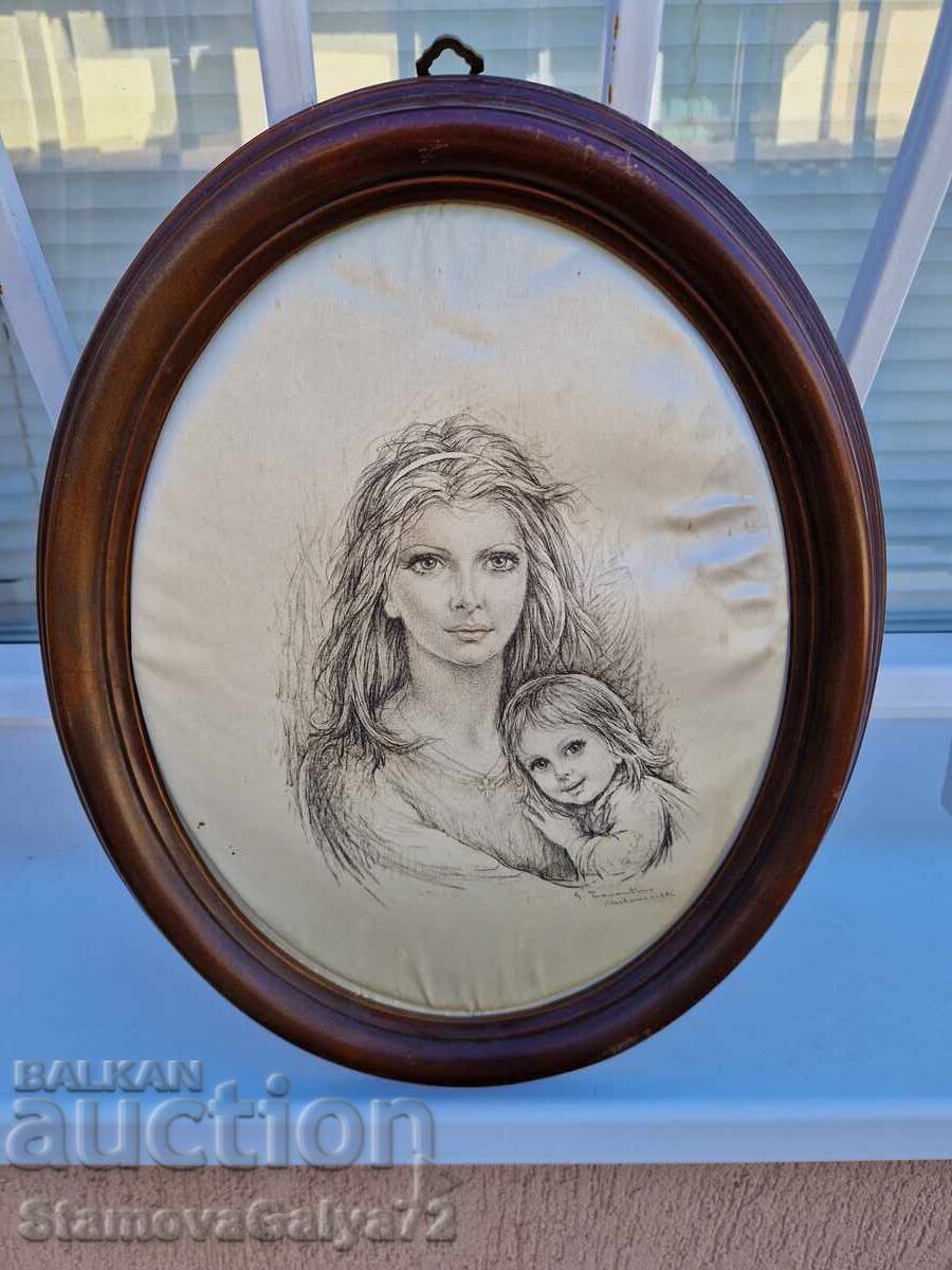 Δημοπρασία Υπέροχος αντίκα ιταλικός πίνακας σε μετάξι