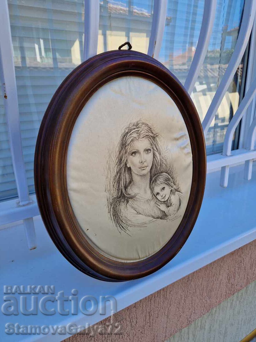 Υπέροχος αντίκα ιταλικός πίνακας σε μετάξι - 5