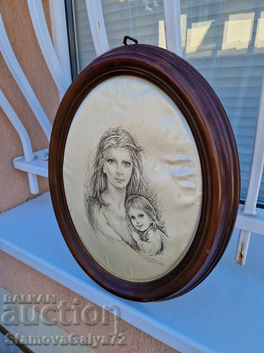 Υπέροχος αντίκα ιταλικός πίνακας σε μετάξι - 6