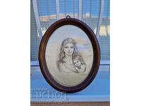 Minunată pictură italiană antică pe mătase