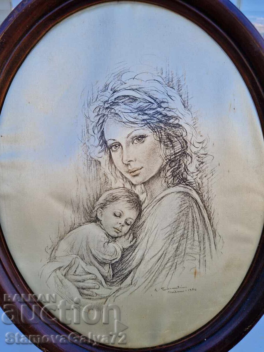 Auction  Wonderful Italian original painting on silk