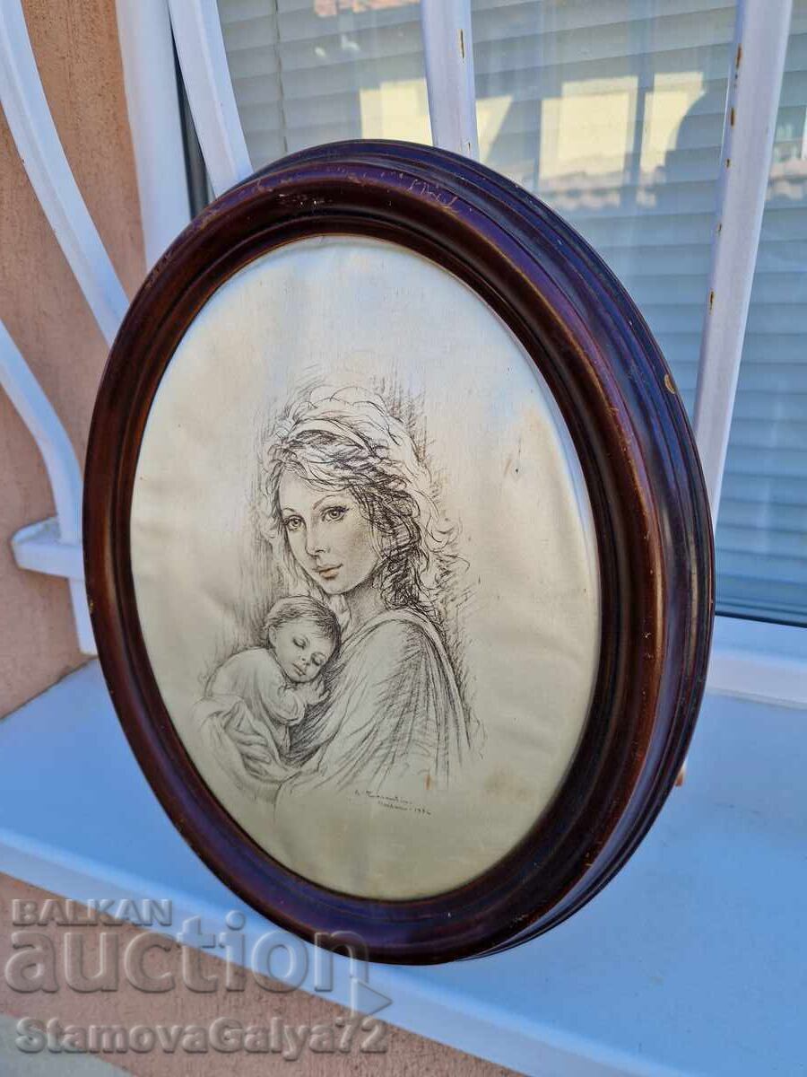 Wonderful Italian original painting on silk - 5