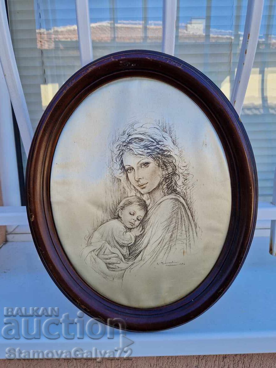 Wonderful Italian original painting on silk