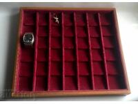 Tavă pentru monede, ceasuri sau broșe DIN lemn și catifea