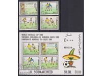 Καθαρές γραμματόσημες και μπλοκ Αθλητισμός ΣΠ Ποδόσφαιρο Μεξικό 1986 από Σομαλία