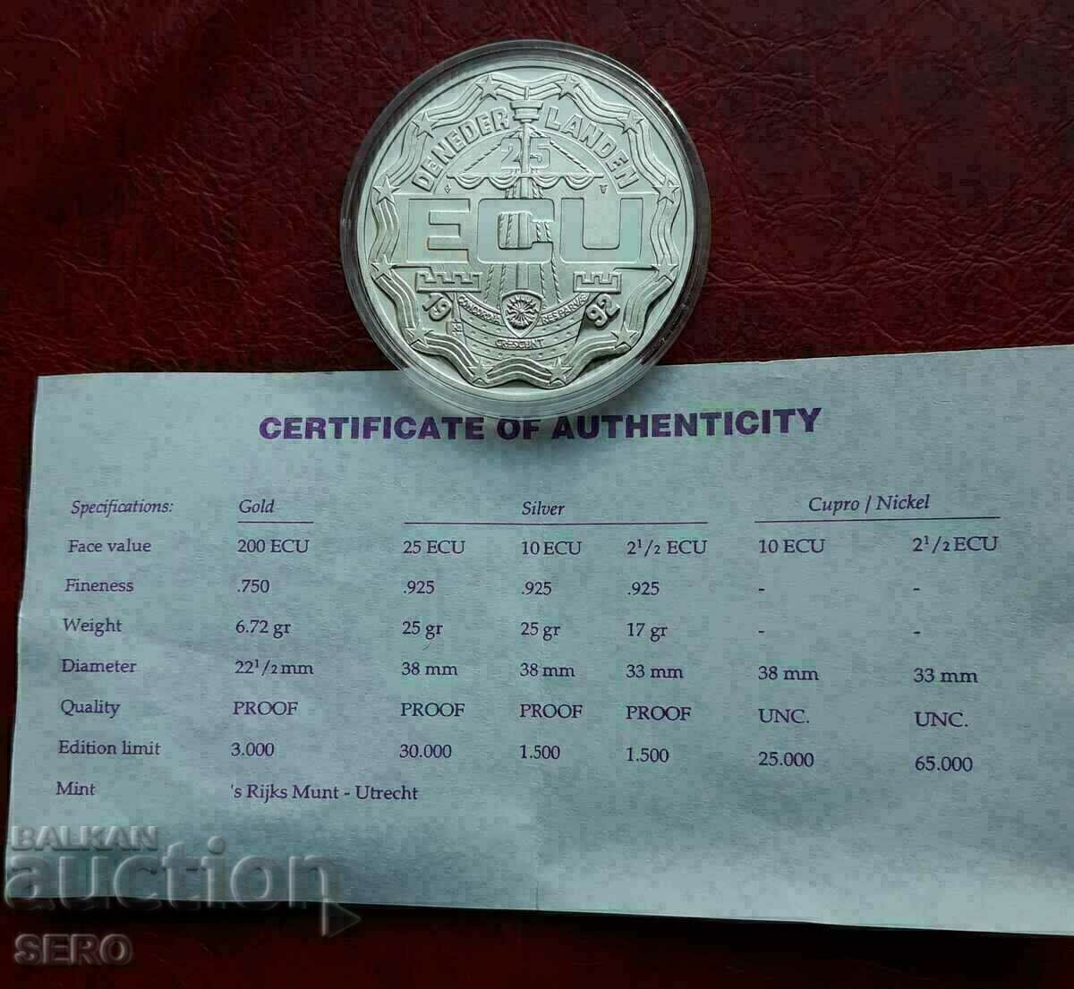 The Netherlands-25 ECU 1992-lots of rare-circulation 30,000 pieces The Netherlands-25 ECU 1992-lots of rare-circulation 30,000 pieces